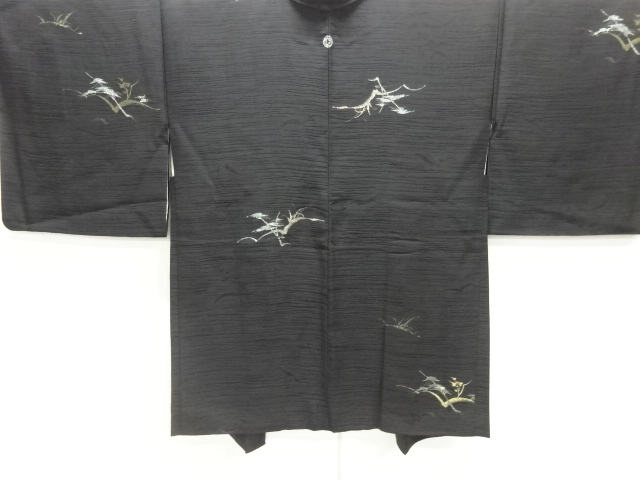 JAPANESE KIMONO / HAORI / SILK / WOVEN TREES / SINGLE CREST